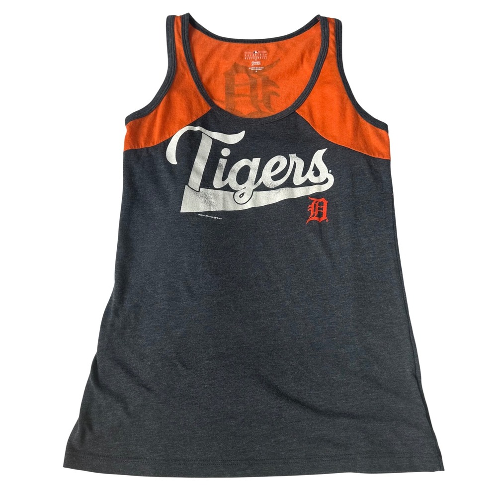 Detroit Tigers MLB Tank Top Womens Medium Navy Orange Colorblock Campus Tops